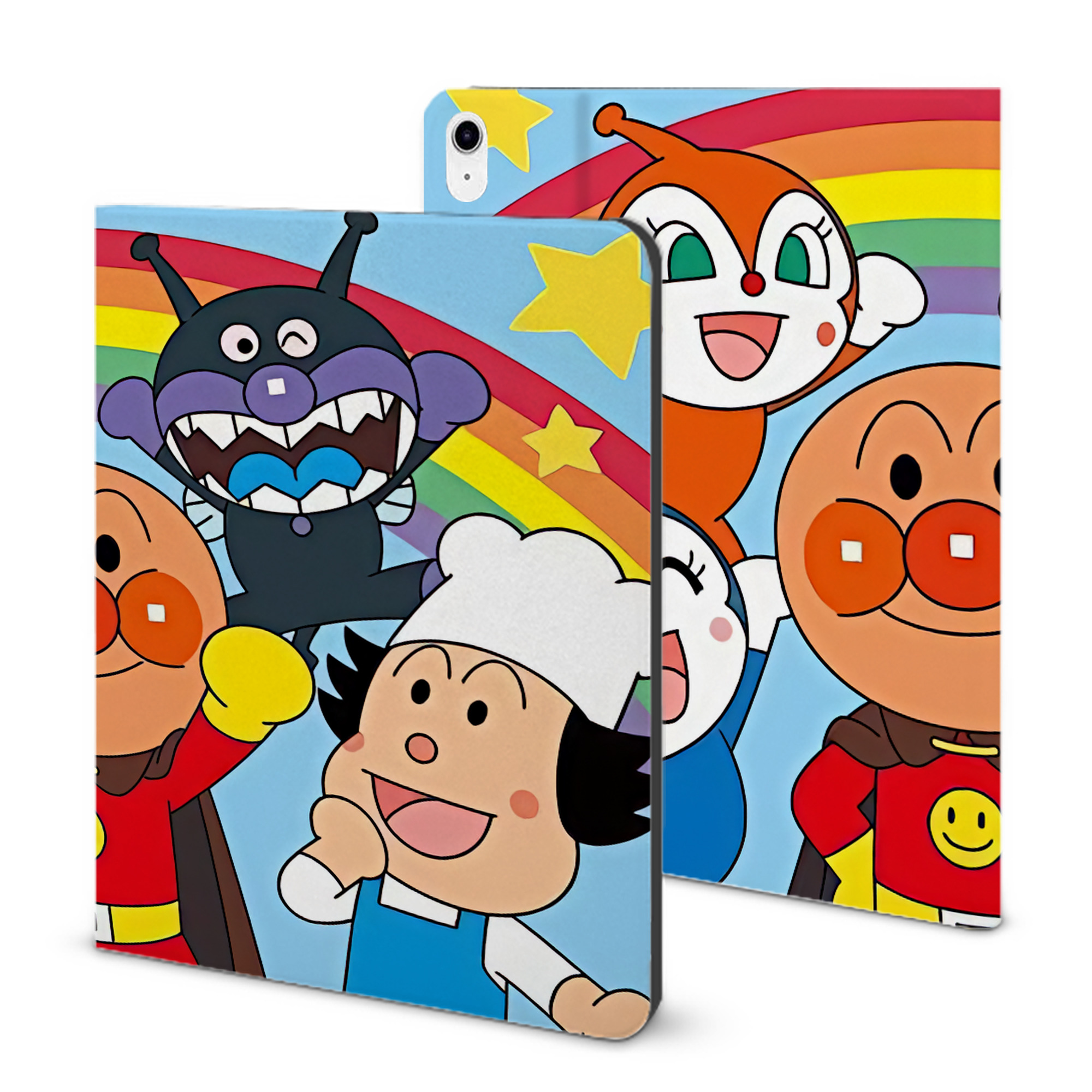 （画像用） アンパンマン Anpanman IPad ケース ブック型 PUレザー TPU 耐衝撃 軽量 薄型 ペン収納なし 全面保護 IPad 各モデル対応